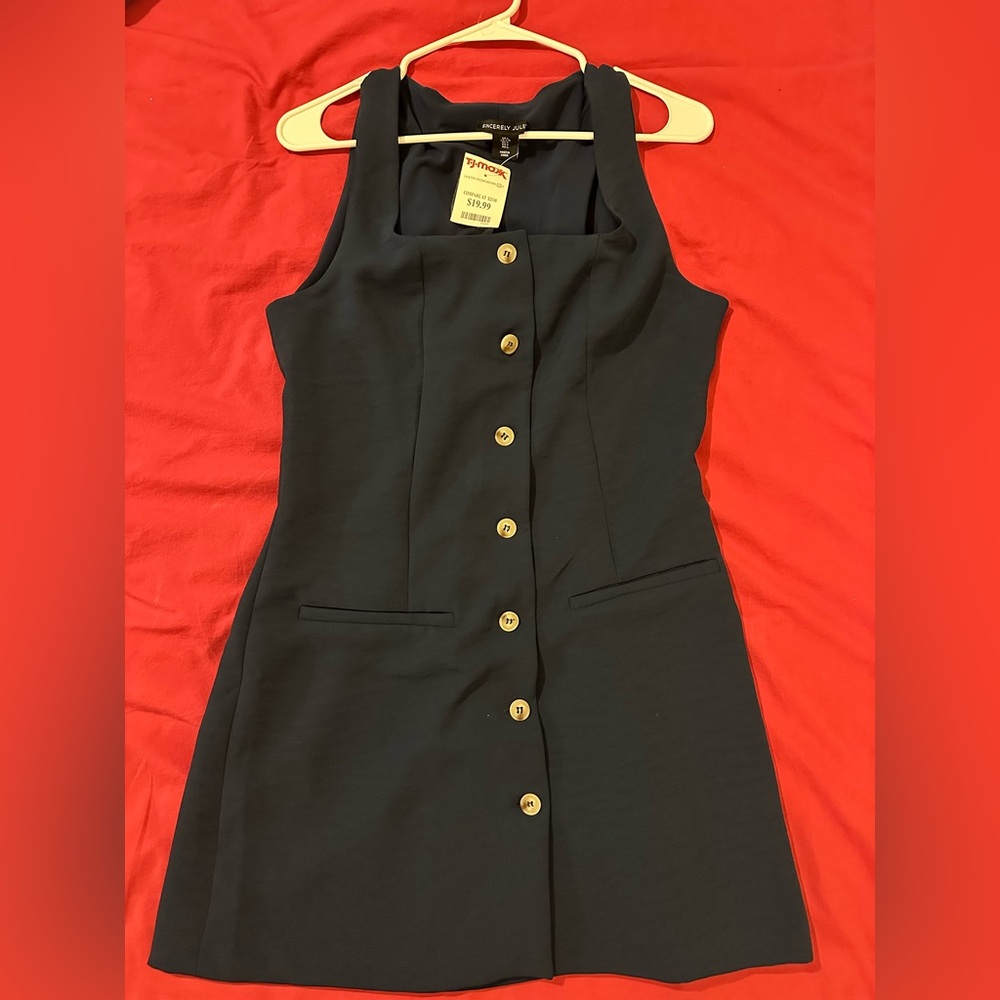 Navy Blue Button-Down Mini Dress
